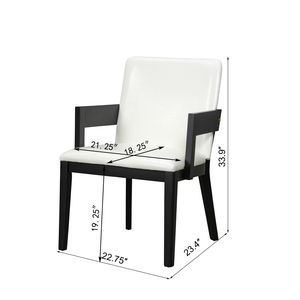 Set Moderno di 2 Sedie da Pranzo in Legno Nero con Rivestimento in Pelle PU Bianca Lucida - Product Image 6