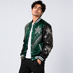 Chaqueta Varsity de Manga Larga con Cuello Alto para Hombre, de Lana y Lona para Invierno, Venta al Por Mayor a Bajo Precio, Fabricantes con OEM - Product Image 4