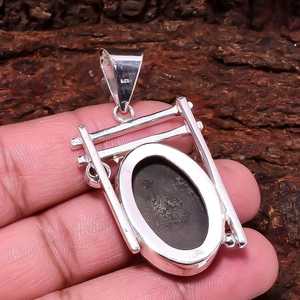 Pyrite <b>Pendant</b> With <b>Citrine</b> And Pink Tourmaline Natural Golden Pyrite Oval 925 Sterling Silver Handmade Statement Necklace - Product Image 5