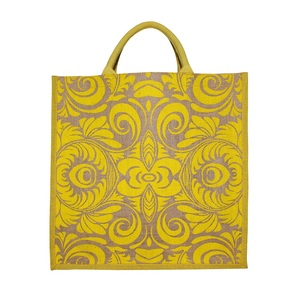 Bolsa de Compras de Yute Laminado PP con Diseño Floral de un Solo Color y Asas de Cuerda, la Más Vendida en Línea, Moderna y Elegante, Ideal para Regalo - Product Image 1