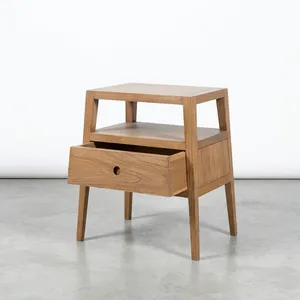 Table de chevet moderne en bois massif Arden avec tiroir, design scandinave, meuble de rangement pour chambre à coucher, pour usage domestique - Product Image 5