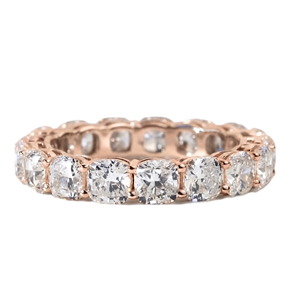 Bague de mariage étincelante en or massif 9K 10K 14K 18K avec diamant de laboratoire taille brillant coussin, bague de fiançailles pleine et infinie - Product Image 3