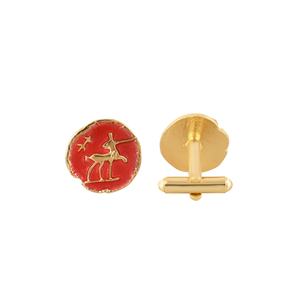 Mancuernillas de Lujo con Diseño de Ciervo en Esmalte Rojo y Baño de Oro para Hombre, Accesorios Formales para Camisa, Regalo de Boda o Negocios - Product Image 2
