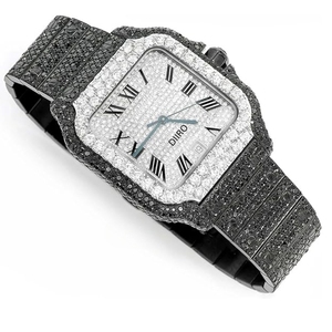 Montre Moissanite Iced Out avec cadran carré, bracelet en acier inoxydable, mouvement mécanique, montre-bracelet de luxe unisexe tendance - Product Image 2