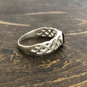 <b>Garnet</b> <b>Ring</b> 925 Silver Oval Red Gem Celtic Knot Band Vintage Style January Birthstone Wholesale Customization - Product Image 4