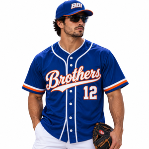 Maillot de baseball personnalisé pour homme, crème, bordeaux, marine, boutonné, avec broderie en twill, uniforme d'équipe respirant, chemise d'équipe de softball - Product Image 2