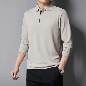 Polo à manches longues pour homme de haute qualité, logo personnalisé, col classique, décontracté, vacances, voyage, streetwear, collection - Product Image 1