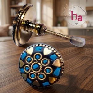 Poignée de meuble ronde en laiton avec motif mosaïque, style industriel, pour la maison et le bureau, écologique, installation facile, durable - Product Image 2
