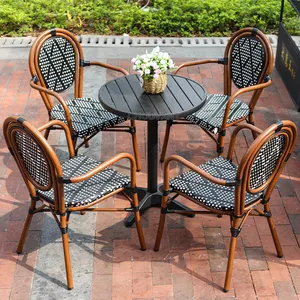 outdoor coffee shop restaurant french bistro rattan aluminum arm chairs rattan chair garden furniture