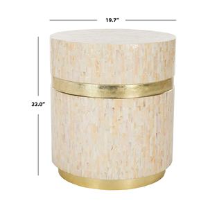 Handmade <b>Mosaic</b> Drum Side Table Stools Mother of Pearl Gold Accent Line Pure Natural Shell Inlaid Coffee Stool Living - Product Image 5