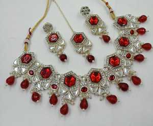 Elegante Juego de Collar y Pendientes de Novia Chapados en Oro de Alta Calidad, Maang Tikka con Circonitas Chapadas en Rodio, Certificado por Terceros - Product Image 6