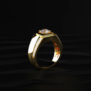 Trending Diamond <b>Rings</b> Round Solitaire <b>Mens</b> <b>Ring</b> With Accent Stone Fine yellow Diamond Jewelry From Indian Supplier - Product Image 3