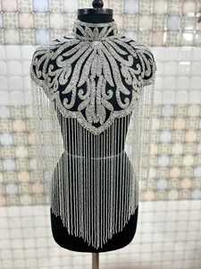 Capa de hombro con perlas y flecos para mujer, con borlas, para bodas, fiestas, eventos nocturnos, moda, cubrepecho. - Product Image 5