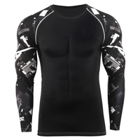 Rashguard pour homme à manches longues, imprimé par sublimation, motif armure or et noir, respirant, écologique, séchage rapide, Spandex/Polyester
