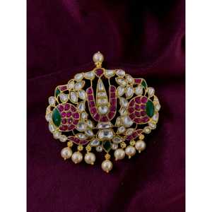 Colgante y amuleto fino Kundan de plata 92,5 - Product Image 1