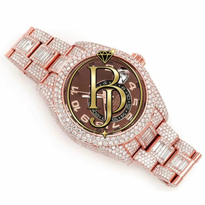 Iced Out VVS Moissanite Hip Hop <b>Stainless</b> <b>Steel</b> Rose Gold 28 CT Diamond <b>Ring</b> Watch for <b>Men</b> - Product Image 1