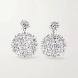 Pendientes de lujo con diseño de estrella radiante y diamantes, chapados en platino y oro blanco de 18 quilates, diseño de fuegos artificiales para boda - Product Image 1
