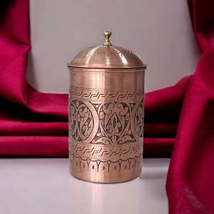 Tarro de Almacenamiento de Cocina de Cobre Hecho a Mano por Artesanos con Tapa, Contenedor de Despensa para Té, Café, Azúcar, Especias, Alimentos Secos, Organizador para el Hogar y Hoteles - Product Image 1