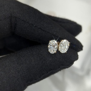 Boucles d'oreilles pour femmes les plus vendues en or 14 carats plaqué rhodium, diamant ovale de 4 carats cultivé en laboratoire, certifié IGI, design brillant, tendance - Product Image 1