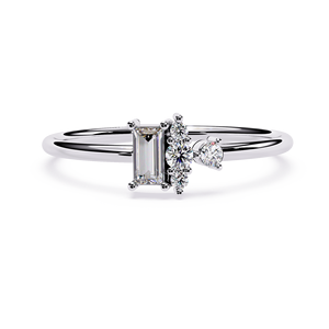 แหวนหมั้นเพชรทรงเหลี่ยมมรกตสำหรับผู้หญิง เพชร CVD ผลิตในห้องปฏิบัติการ ชุบโรเดียม ความใส VVS เพชรสีขาว ของขวัญ ขายส่ง อินเดีย - Product Image 1