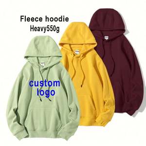 Sweat-shirts à capuche épais 550 g/m² personnalisables avec logo, pulls unis de haute qualité, sweats molletonnés oversize vierges unisexes - Product Image 1