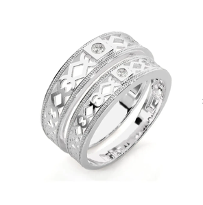 แหวนคู่รักเงินแท้ 925 ลายเรขาคณิต - Product Image 2