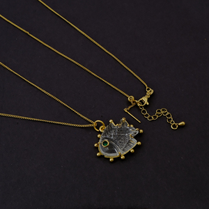 จี้ปลาแกะสลักคริสตัลใส งานแฮนด์เมด พลอยประดับ ชุบทอง 18K สร้อยคอแฟชั่นทันสมัย สไตล์วินเทจ เครื่องประดับรูปสัตว์สำหรับผู้หญิง 562401 - Product Image 2
