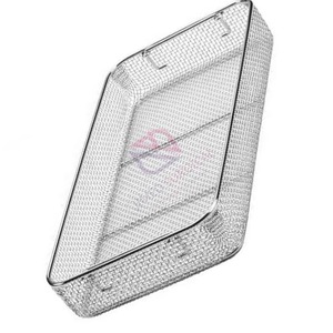 Reusable Stainless Steel Sterilization Mesh Tray 10x9.5x4 | OEM Custom Wire Mesh <b>Box</b> <b>Drop</b> Handle Manual Medical Surgical Use - Product Image 3