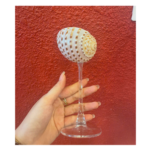 Verre à cocktail artisanal en coquillage avec tige transparente, vaisselle décorative vintage pour cadeau de fête, verre en cristal réutilisable - Product Image 2