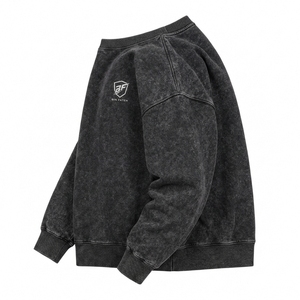 Wholesale 2026 Custom Acid <b>Wash</b> Winter Men's Sweatshirt 100% Cotton Heavyweight Crew Neck Eco-Friendly Breathable Fleece Lined - Product Image 6