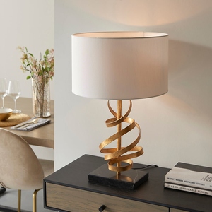 Modern Luxury Gold Oval <b>Table</b> Lamp Nordic <b>LED</b> <b>Bedside</b> Light with Fabric Shade for Hotel Bedroom Living Room Home Decor - Product Image 2