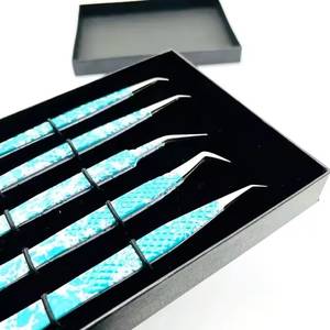 ชุดแหนบดึงขนตาสแตนเลสอย่างดี ลายหินอ่อนสีน้ำเงิน 5 ชิ้น บรรจุในกล่อง - Product Image 6