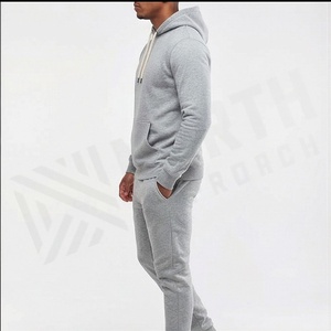 Ensemble de survêtement gris à capuche pour homme, manches longues, couleur unie, sweat-shirt et pantalon décontractés, coupe régulière, coton mi-lourd, vêtements d'automne - Product Image 3