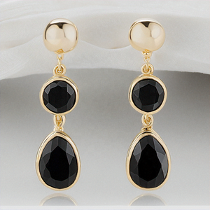 Boucles d'oreilles de vente chaude avec onyx noir naturel et argent sterling 925 plaqué or 18 carats pour femmes et filles - Product Image 3