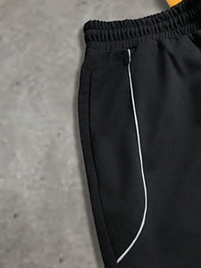 Conjunto Deportivo para Hombre, Camiseta Amarilla de Cuello Redondo y Manga Corta, Pantalones Cortos Negros con Cintura Elástica, Tejido de Poliéster de Secado Rápido, Ropa de Verano - Product Image 3
