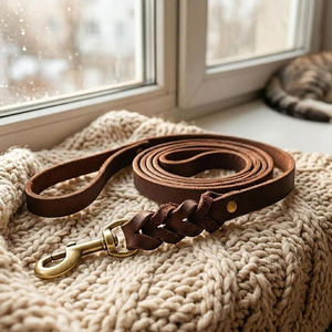 Genuine leather <b>braided</b> pet collar designed for durability comfort and stylish daily wear for dogs for sale in affordable price - Product Image 3