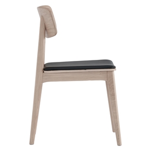Silla de Comedor de Estilo Escandinavo Moderno y Minimalista con Acabado Blanco Lavado, Asiento de Vinilo Premium y Patas de Madera Resistentes para Comedor - Product Image 3