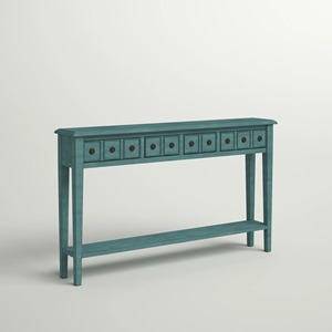 Mesa de Sofá Larga y Estrecha con Acabado Aqua, Organizador de Almacenamiento con Múltiples Cajones, Mueble de Exhibición para Pasillo - Product Image 5