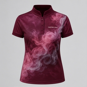 Camisa Polo Personalizada para Mujer con Cuello Mandarín, Color Rosa Borgoña Ahumado, de Secado Rápido, Transpirable, Manga Corta, Uniforme WPS-0836 - Product Image 4