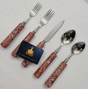 Juego de Cubiertos de Acero Inoxidable de Alta Calidad con Acabado Espejo y Mango de Terrazo, Precio de Fábrica, para Bodas y Utensilios de Cocina - Product Image 4