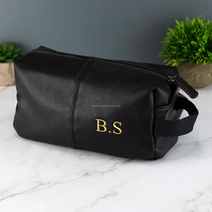 Bulk Custom <b>Men</b> Genuine Leather <b>Toiletry</b> <b>Bag</b> Classic Travel Wash Organizer Luxury Leather Shaving Kit LNTB-0005 - Product Image 6