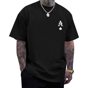 T-shirt graphique vintage surdimensionné pour homme, motif As de Pique, streetwear décontracté - Product Image 1