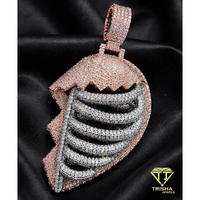 Pendentif Iced Out pour le corps avec diamant rond de laboratoire, en argent sterling 925 bicolore or rose, bijoux hip-hop