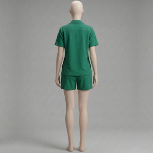 Conjunto de Pijama de Lujo para Mujer, Tallas Grandes, Primavera, Manga Corta, Seda Satén, 2 Piezas, Logotipo OEM Frontal, Ropa de Dormir Informal para Novia - Product Image 6