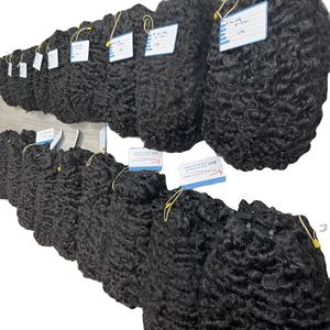 Extensions de cheveux humains bouclés birmans, couleur noir naturel, double trame machine, super double drawn, mèches bouclées brutes - Product Image 2