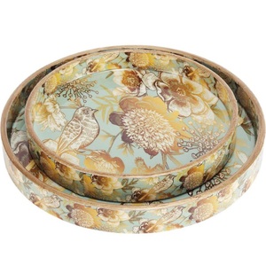 Plateau en bois fait main avec décorations en émail, plateau de service pour offrir en cadeau - Product Image 4