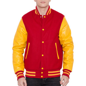 Chaqueta Letterman con Mangas de Cuero para Uso en Exteriores, Nuevo Diseño, Color Sólido, Chaqueta Letterman para Hombre con Mangas de Cuero - Product Image 1
