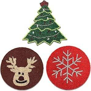 New Arrival Embroidery Seed <b>Bead</b> <b>Coaster</b> Set For Home Cafes Christmas Ornament Table Protection Mat For Dining Coffee Tabletop - Product Image 2
