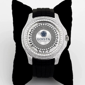 Reloj de Pulsera de Cuero Azul de Primera Calidad con Diamantes Incrustados para Oficina, Fiestas y Eventos Nocturnos Disponible en LOISTA - Product Image 1