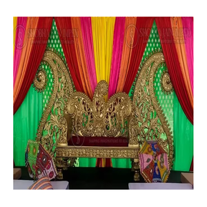 Shobha Jain Impex Leaf Carved Wedding <b>Bench</b> for Seating Fiber - Product Image 1